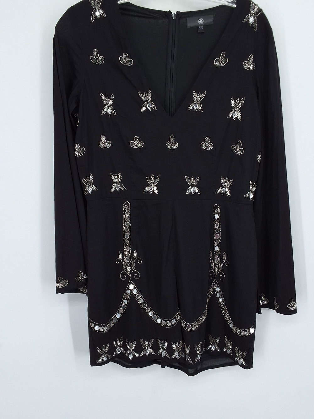 Missguided Embellished V-Neck Long Sleeve Women's Romper